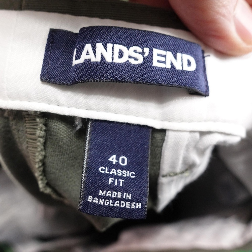 Lands' End Shorts Mens 40 Green Chino Cotton Flat Front Classic Fit - Picture 4 of 6
